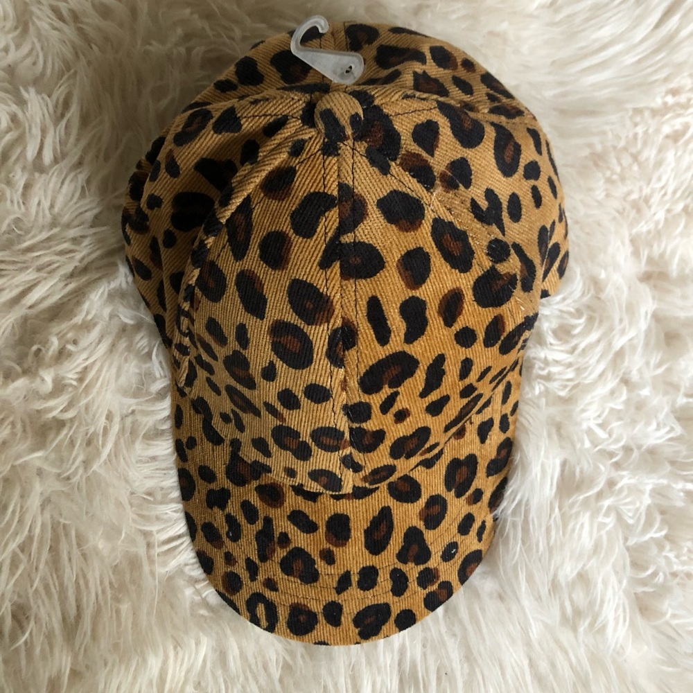 Leopard print corduroy adjustable women’s cap